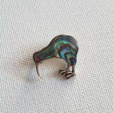 Sterling abalone kiwi brooch