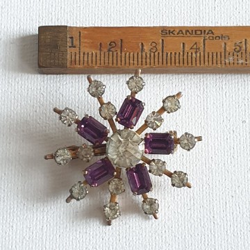 50s Star brooch with purple and clear rhinestones - Bliinkt