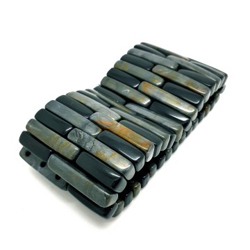 Stretcharmband grijs zwart gemêleerd