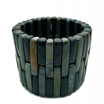 Stretcharmband grijs zwart gemêleerd