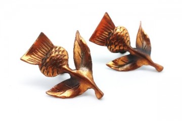 Stuart Nye oorbellen Koperen distel met zilveren schroefsluiting