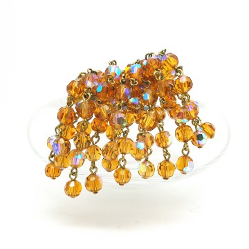 Stunning 50s dangle brooch with amber coloured faceted ab beads - Bliinkt