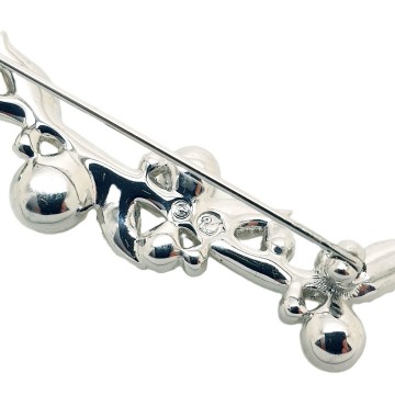 Swarovski - elegant silvertone branch shaped brooch with clear rhinestones, faux pearls and iceblue and skyblue rhinestones - Bliinkt