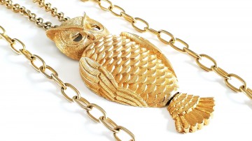 Tancer ii ketting met hanger grote goudkleurige uil