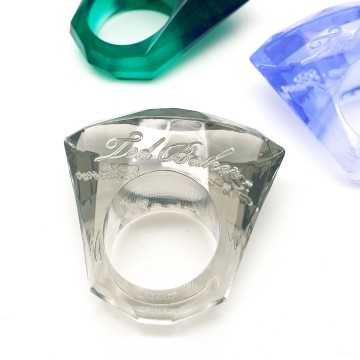 Ted Baker faceted acrylic ring with inscription 'You're a gem'