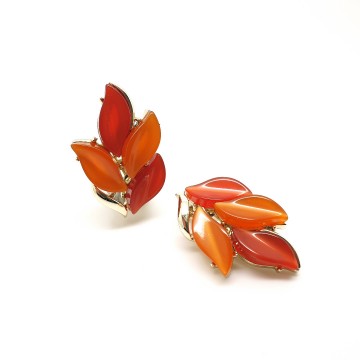 Thermoset red/brown/orange clip earrings - Bliinkt