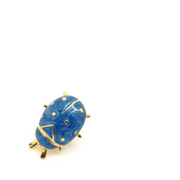 Tiny beetle pin with marbled blueish enamel - Bliinkt