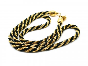Trifari choker gedraaid twisted goudkleurig metaal zwart koord 2