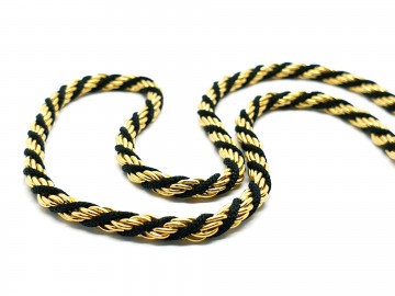 Trifari choker gedraaid twisted goudkleurig metaal zwart koord 3