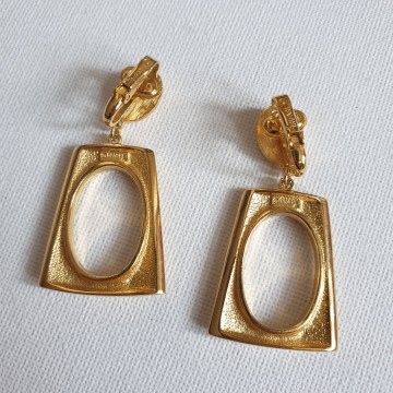 Crown Trifari goldtone dangle earrings