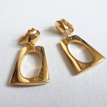Crown Trifari goldtone dangle earrings