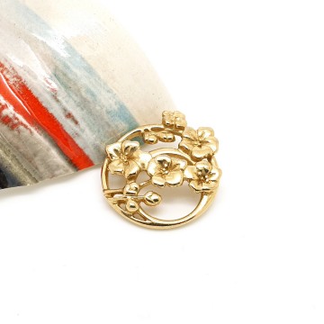 Trifari - tiny goldtone round flower brooch - Bliinkt