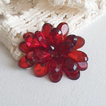 Czechoslovakia garnet red Bohemian glass brooch
