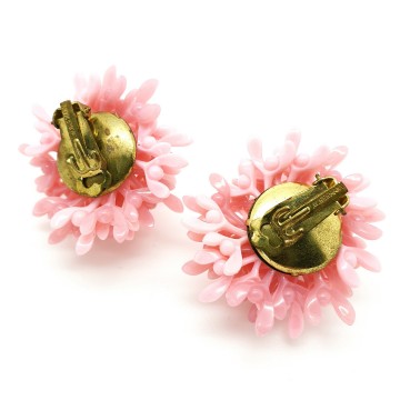Two tone pink plastic earrings western germany achterzijde