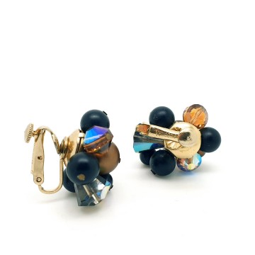 Vendôme - bronze black aurora borealis beaded earrings
