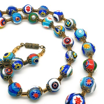 Murano necklace with Millefiori glass beads - Bliinkt