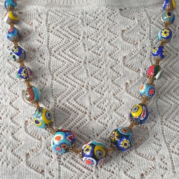 Murano necklace with Millefiori glass beads - Bliinkt
