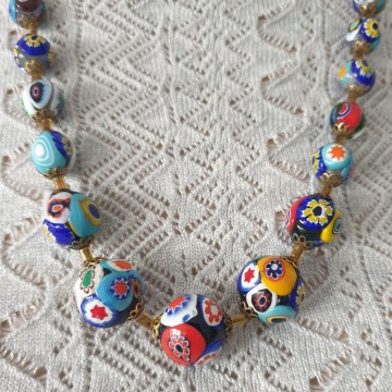 Murano necklace with Millefiori glass beads - Bliinkt