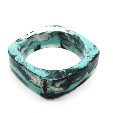 Turquoise black and white square bangle - Bliinkt