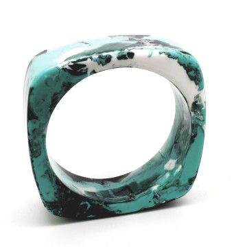 Turquoise black and white square bangle - Bliinkt