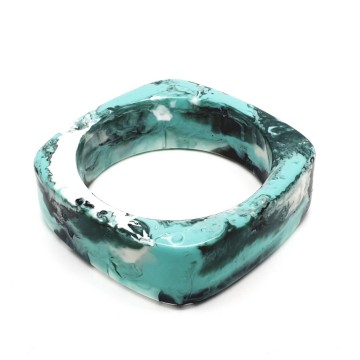 Turquoise black and white square bangle - Bliinkt