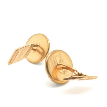 Vintage cufflinks with white moonglow cabouchon and aurora borealis rhinestones - Bliinkt