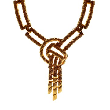 Vintage goldtone 50s/60s necklace with centerpiece knot