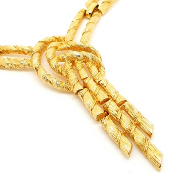 Vintage goldtone 50s/60s necklace with centerpiece knot