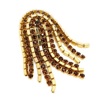 Waterfall brooch goldtone and root beer