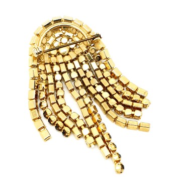 Waterfall brooch goldtone root beer