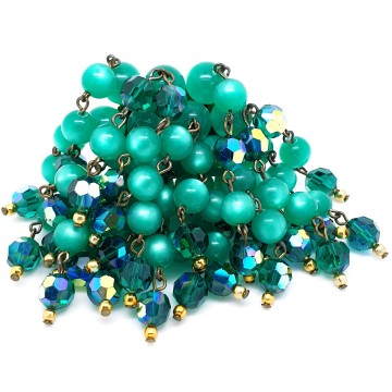 Watervalbroche met groene 'moonglow' en aurora borealiskralen