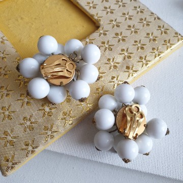 White beaded 50s earrings