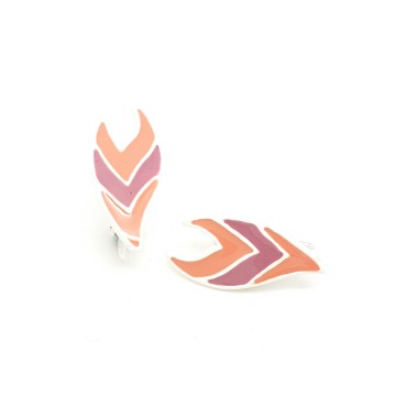 White pink and lila enamel 70's earrings
