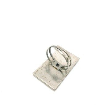 Adjustable rectangular yellow and orange enamelled 60s/70s ring - Bliinkt