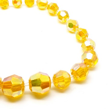 Ketting met gele facetgeslepen aurora borealis glaskralen