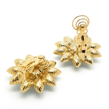 Yves Saint Laurent blue flower earrings Robert Goossens signed