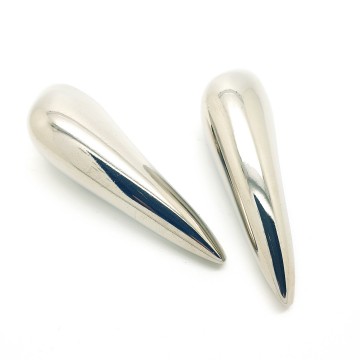 Yves Saint Laurent - Large silvertone elongated earrings - Bliinkt