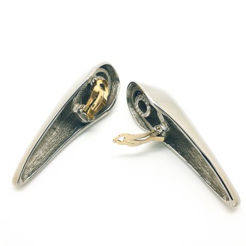 Yves Saint Laurent - Large silvertone elongated earrings - Bliinkt