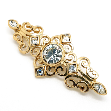 Yves saint laurent - YSL - goldtone brooch with clear rhinestones - Bliinkt