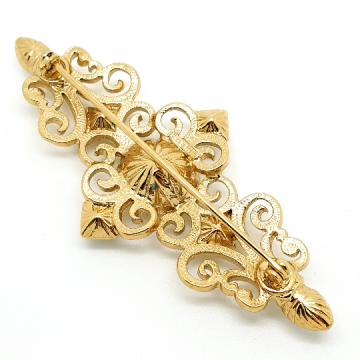Yves saint laurent - YSL - goldtone brooch with clear rhinestones - Bliinkt