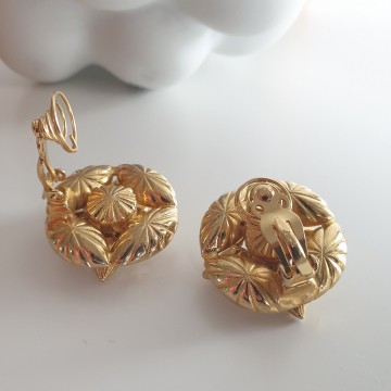 Yves Saint Laurent - goldtone crystal clip earrings 80s - Bliinkt