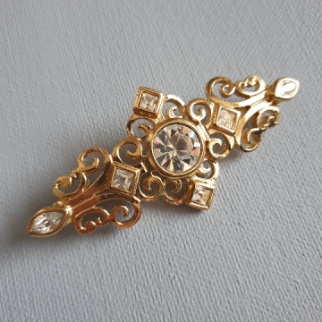 Yves saint laurent - YSL - goldtone brooch with clear rhinestones - Bliinkt