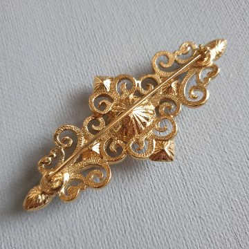Yves saint laurent - YSL - goldtone brooch with clear rhinestones - Bliinkt