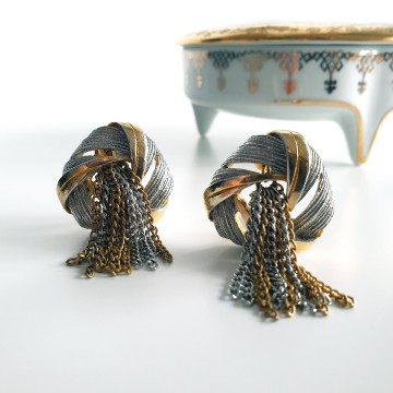 Two tone tassel earrings 40s50s - Bliinkt