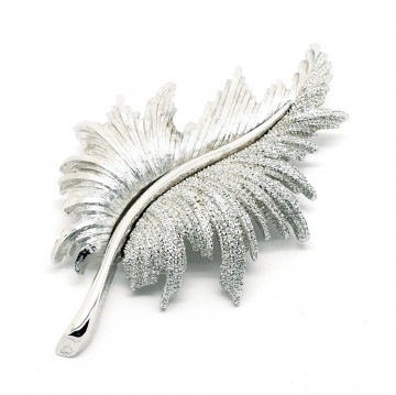 Zilverkleurige bladbroche van monet 60's