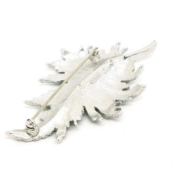 Zilverkleurige bladbroche van monet 60's signed