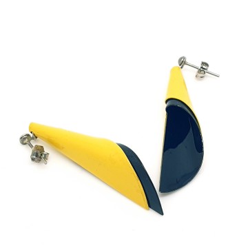 Black and yellow enamelled 70s/80s earrings - Bliinkt