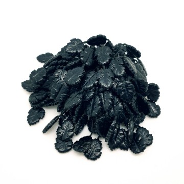 Black articulated plastic leaves brooch 40s - Bliinkt